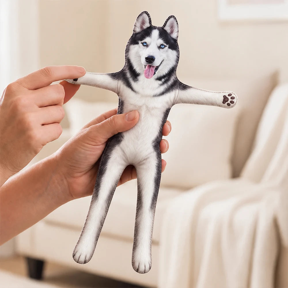 Funny Gift For Dog Mom, Dad, Cat Lover - Personalized Custom Photo Pet Squishy Toy Poseable Plush Doll