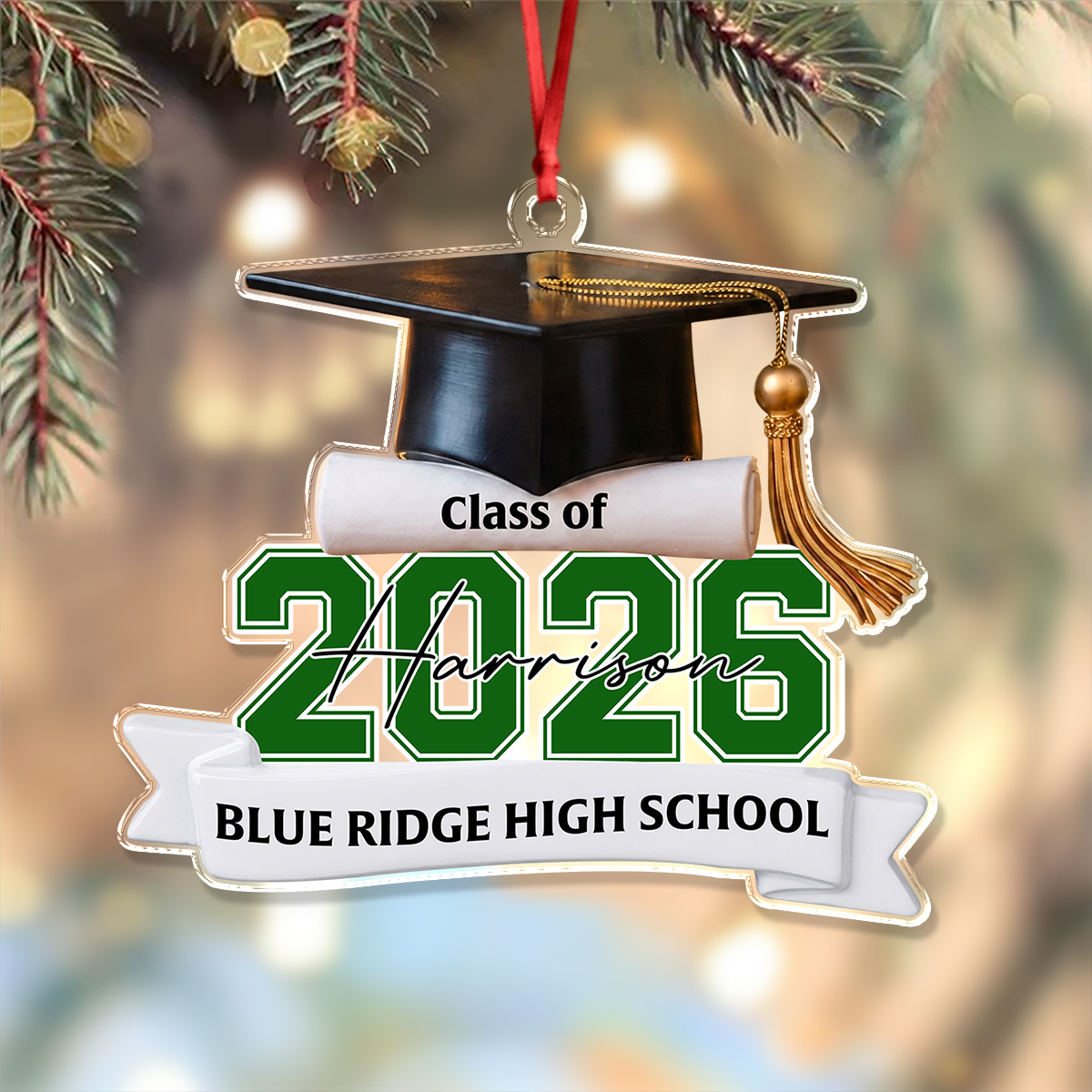 Custom Class Of 2026 2027 Personalized Acrylic Ornament Christmas Gift For Senior, For Graduation HA75 919548