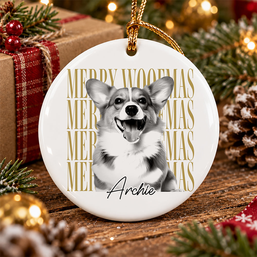Personalized Vintage Dog Cat Photo Merry Christmas Ceramic Ornament HA75 919280