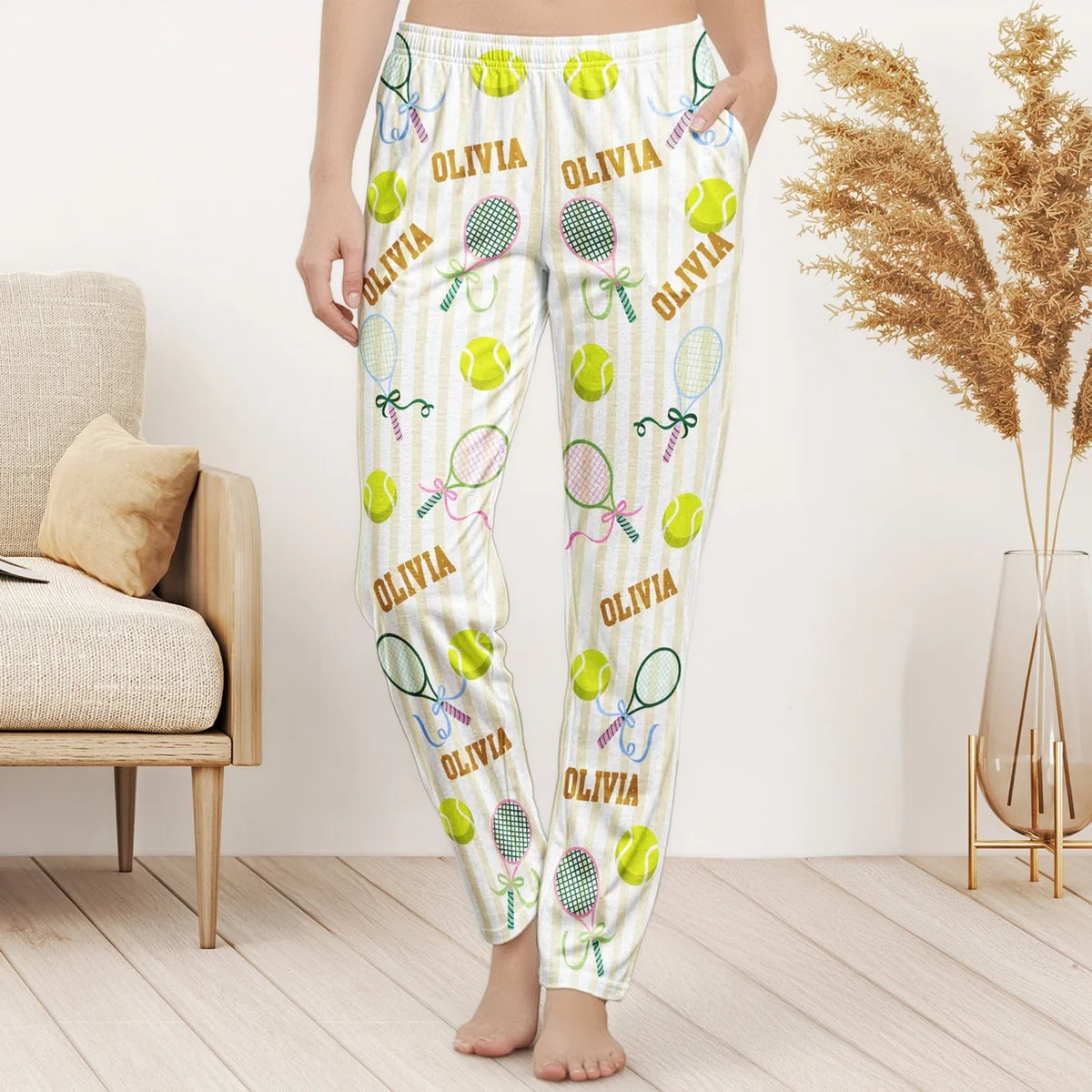 Personalized Tennis Name Lounge Pants – Custom Tennis Pajama Pants For Girls, Women & Tennis Players