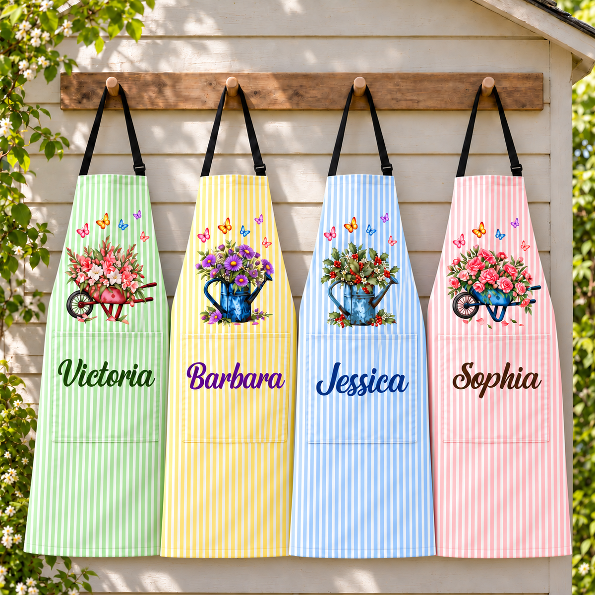 Custom Name Birthflower Gift For Gardener Gardening Lovers Personalized Apron Maxdfvq33