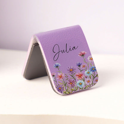 Custom Name & Birth Month Flower For Book Lovers, Book Clubs - Personalized Leather Magnetic Bookmark