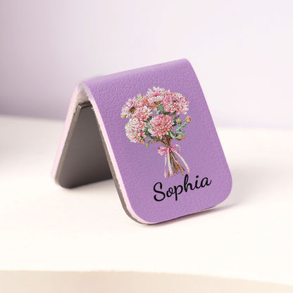 Birth Flower, Book Girls, Book Lovers - Personalized Leather Magnetic Bookmark