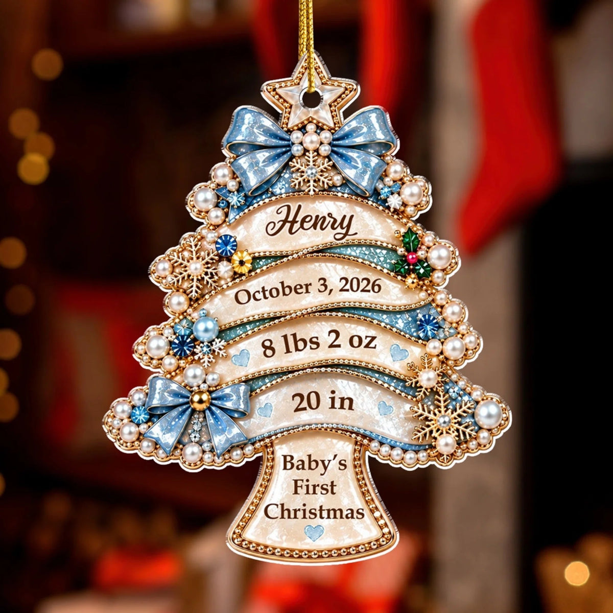 Custom Baby First Christmas Ornament for New Parents •  Tiny Christmas Miracle - Personalized Acrylic Ornament
