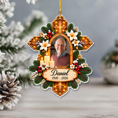 Custom Photo Cross Memorial Acrylic Ornament, Personalized Remembrance Keepsake TH10 171367