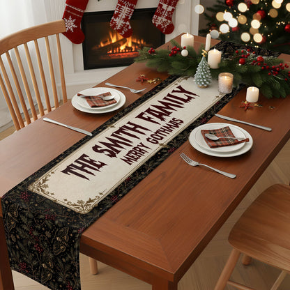 Merry Gothmas Family - Personalized Table Runner