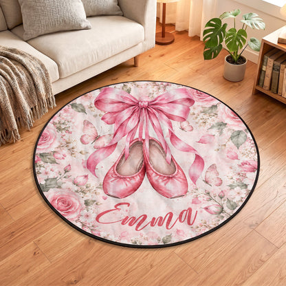 Coquette Bow Ballet Custom Name Gift For Ballet Lover, Ballerina - Personalized Quilted Mat
