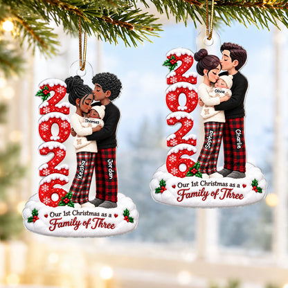 2026 Family of Three - Personalized Acrylic Ornament - Baby's First Christmas Keepsake, Christmas Gift for New Mom, New Dad & First-Time Parents.