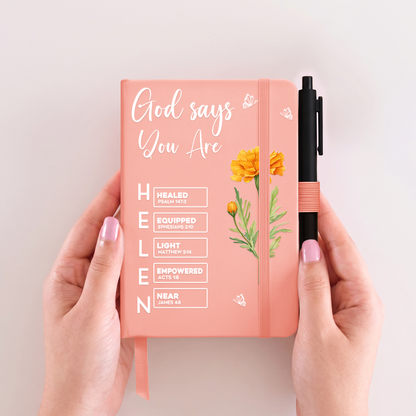 God Says You Are Custom Birth Flower And Name In Bible Verses For Her Personalized Journal Ma9Z272T1