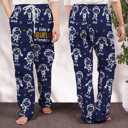 Este Abuelo Esta Abuela Pertenece A Con Dibujos Estilo Doodle - Personalizadas Pantalones De Pijama De Felpa