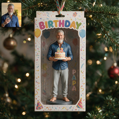 Personalized 70th Birthday Older Black Man Ornament, Gift for Dad Grandpa Husband