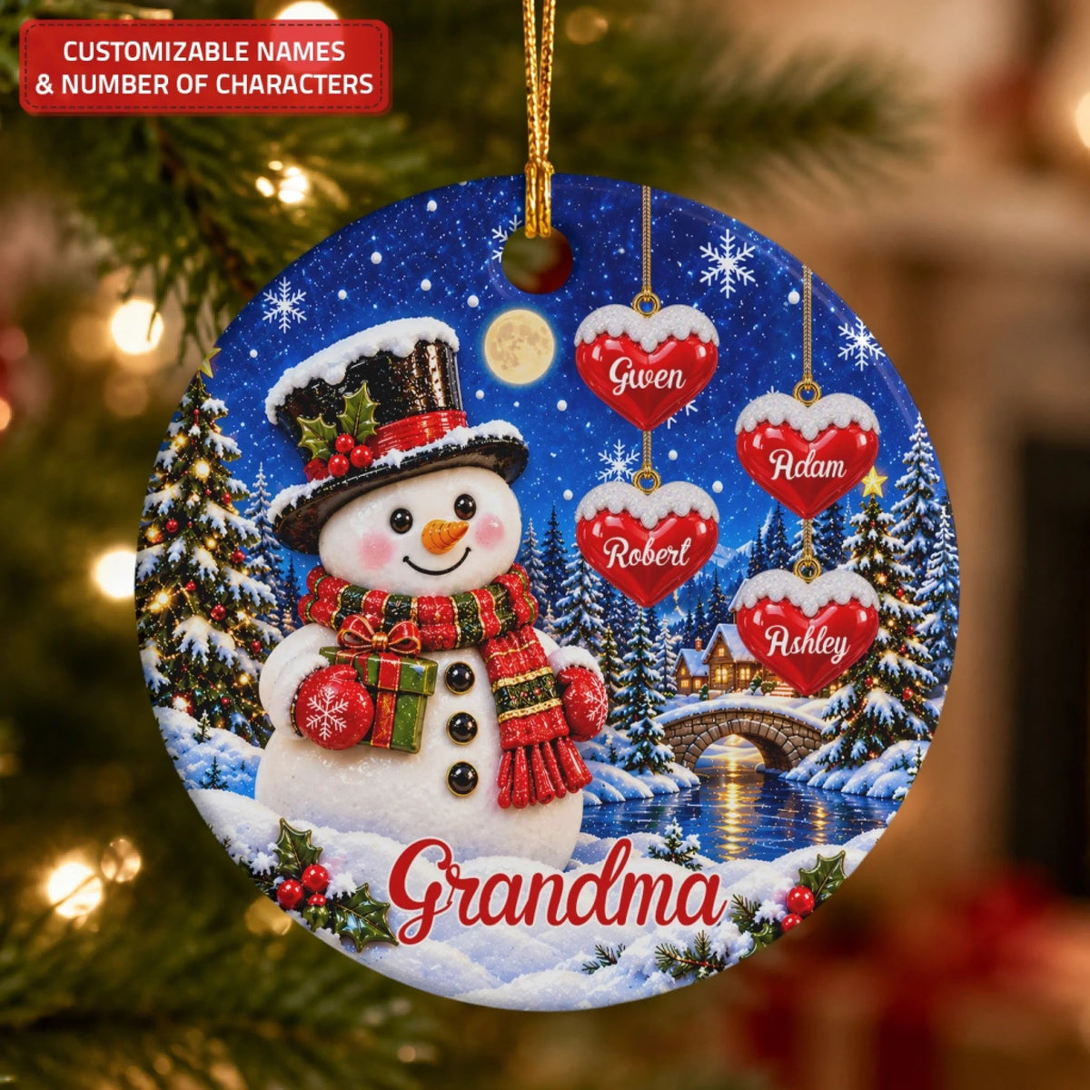 Christmas Snowman - Ceramic Ornament - Christmas Gift For Grandma, Family