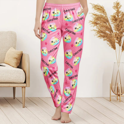 Cute Dumpling Custom Name Personalized Lounge Pants – Family Matching Pajama Pants For Adults & Kids