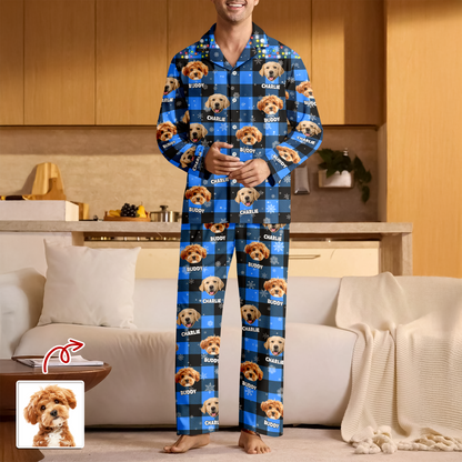Vtc Custom Dog Photo Name Christmas Light Snow Pajamas Ch07 899594