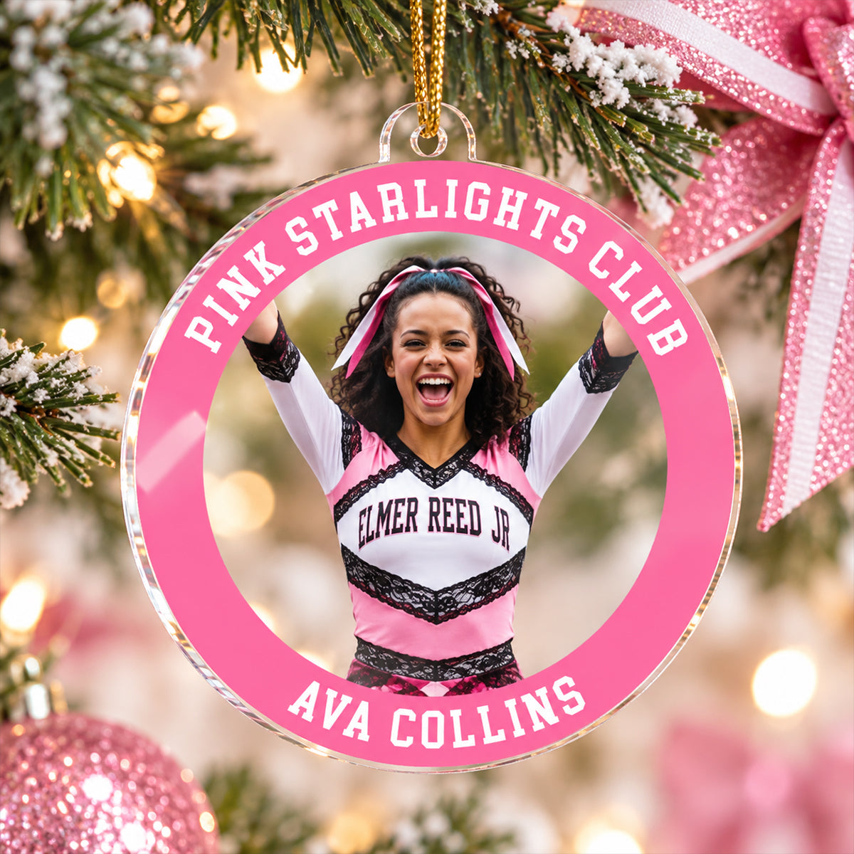 Custom Photo Cheerleading - Personalized Acrylic Ornament - Cheerleading Keepsake, Christmas Gift for Daughter, Son, Grandkids