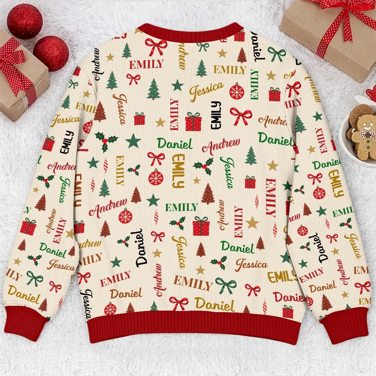 Custom Name Grandma and Grandpa Family Christmas Gifts - Personalized Ugly Sweatshirt