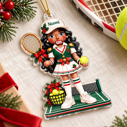 Custom Female Tennis Nutcracker - Personalized Acrylic Ornament - Christmas Gift for Daughter, Granddaughter
