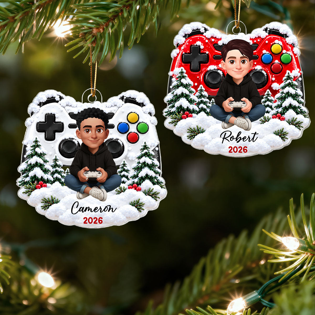 Game Design For Boy Girl - Personalized Acrylic Ornament - Christmas Gift For Gamers Grandkids