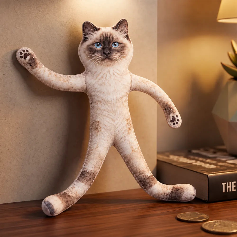 Funny Gift For Dog Mom, Dad, Cat Lover - Personalized Custom Photo Pet Squishy Toy Poseable Plush Doll