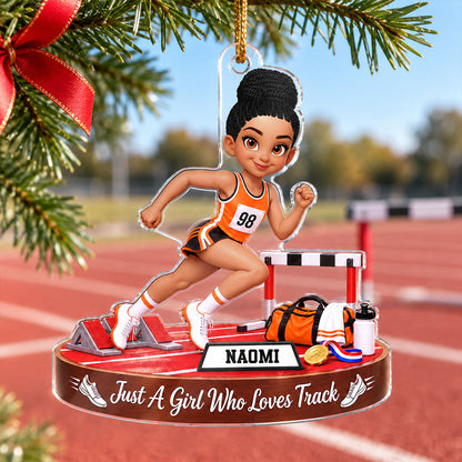 Just a Girl Who Loves Track & Field - Personalized Acrylic Ornament - Christmas Gift for Daughter, Son, Grandkids