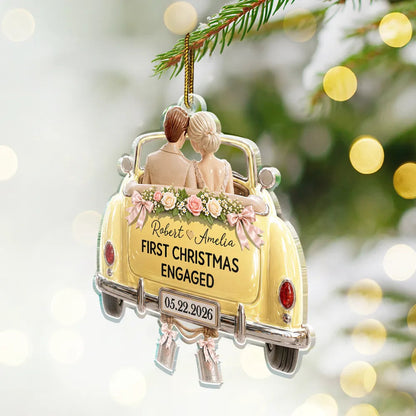 First Christmas As Mr. & Mrs. Wedding Car - Personalized Custom Shaped Acrylic Ornament