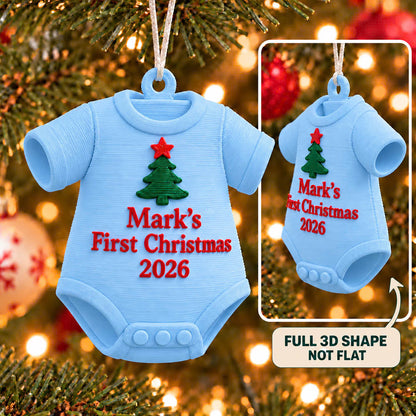 Personalized Baby's First Christmas Ornament, 3D Printed PLA, Custom Name Ornament