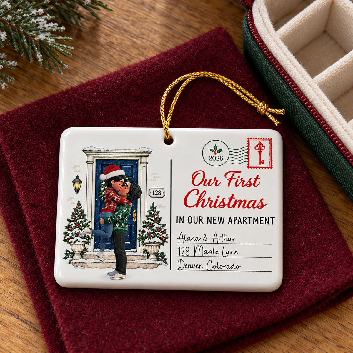 Couple First Christmas In New Home - Personalized Ceramic Ornament – New Home Keepsake, Housewarming Gift for Couple