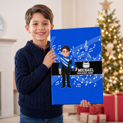 Custom Music Marching Band, Orchestra, Personalized Name, Color, School, Instrument, Trumpet, Clarinet, Tuba, Violine - Personalized Canvas - Christmas Gift For Son, Grandson, Daughter, Granddaughter