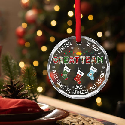 Teamwork Makes The Dream Work Personalized Custom Glass Ornament