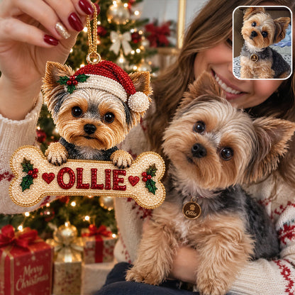 Personalized Christmas Fawn Pug Puppy Diamond Painting Ornament Kit