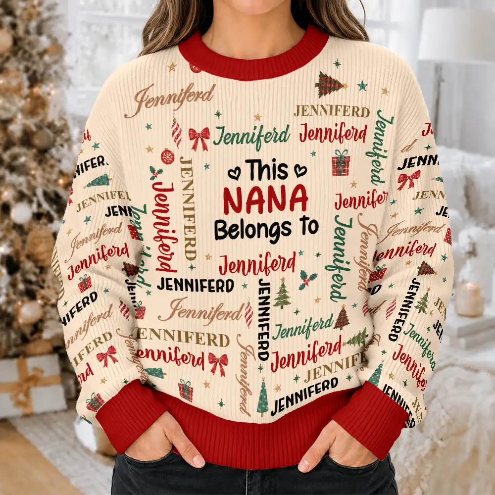 Christmas Gift For Grandma Nana - Personalized Kids Names Unisex Ugly Sweater