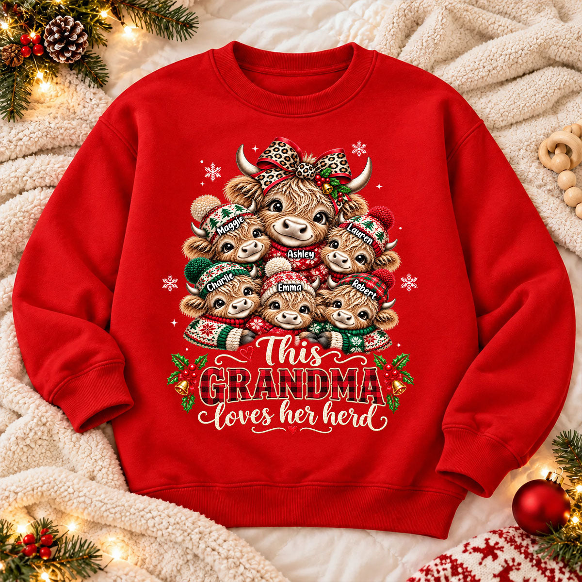 This Grandma Loves Her Herd - Personalized Shirt - Thoughtful Christmas Gift for Grandma