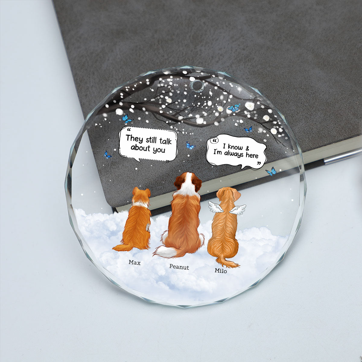 Pet Dog Cat Memorial Keepsake Sympathy Gift Personalized Glass Ornament