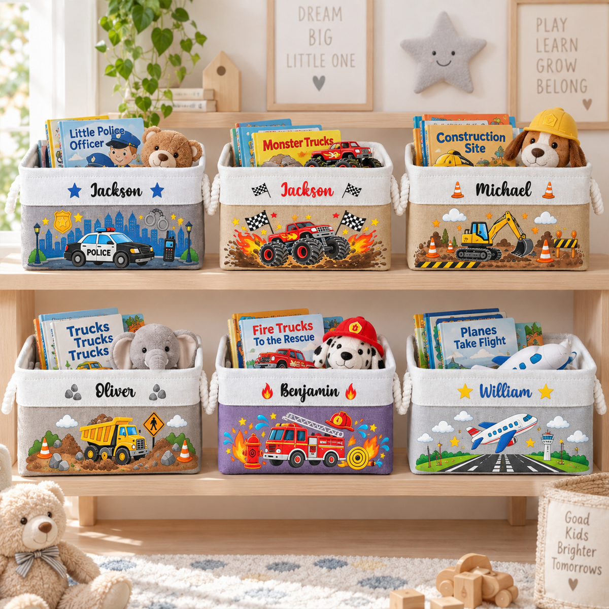 Custom Toy & Book Basket For Kids, Daughter, Son - Personalized Storage Basket