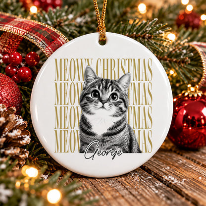 Personalized Vintage Dog Cat Photo Merry Christmas Ceramic Ornament HA75 919280