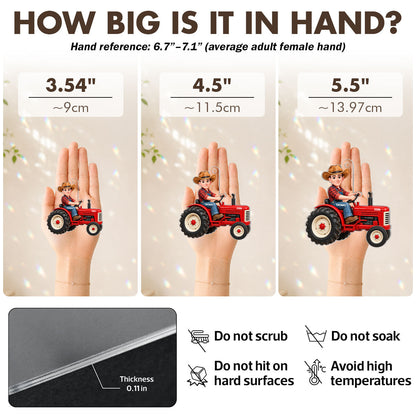 Farmer On Tractor 2D Flat - Personalized Acrylic Ornament - Christmas Gift for Farmer