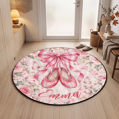 Coquette Bow Ballet Custom Name Gift For Ballet Lover, Ballerina - Personalized Quilted Mat