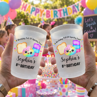 Birthday Decor For Squishy Hunter - Personalized Cups