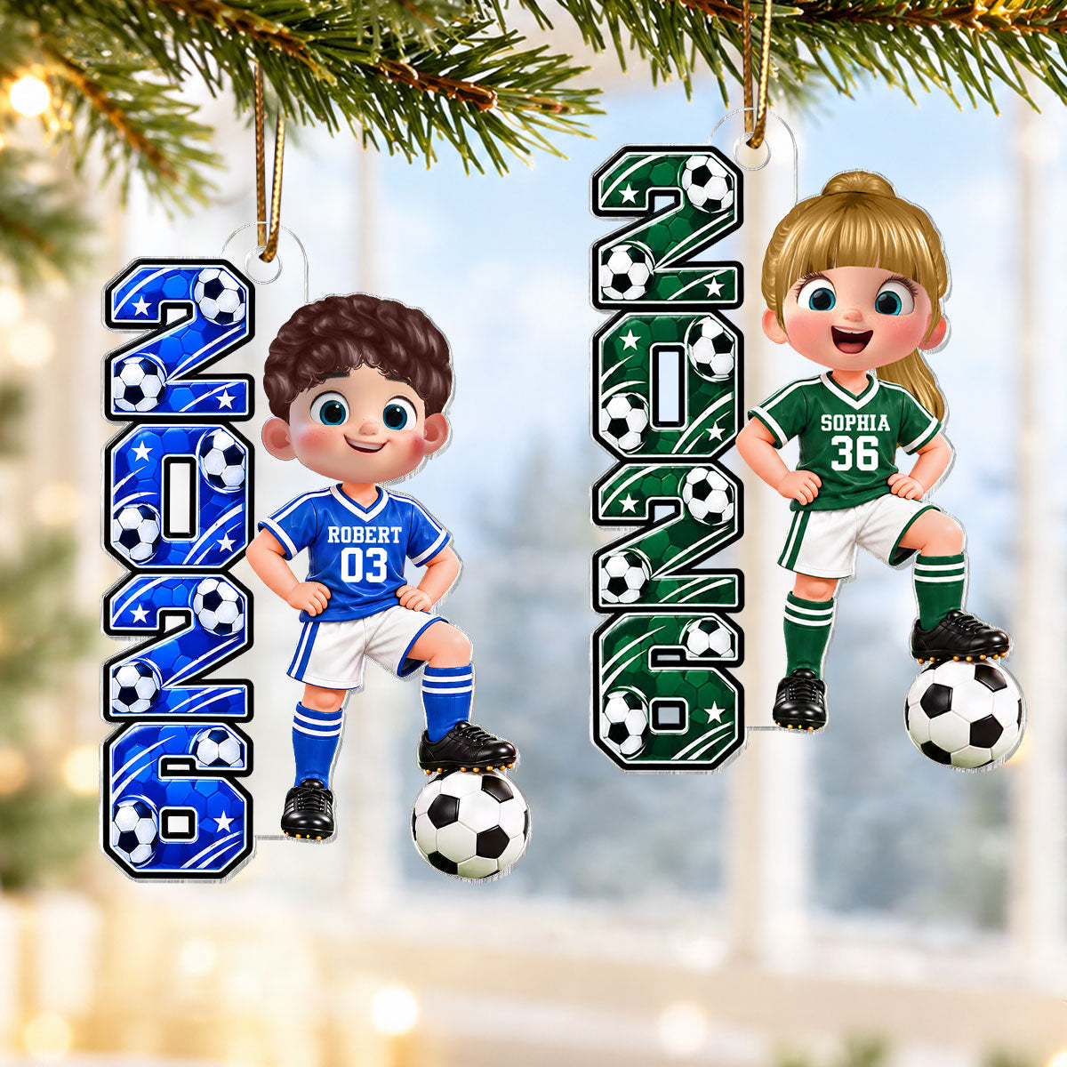2026 Soccer Star Boy Girl - Personalized Acrylic Ornament - Christmas Gift For Soccer Players, Grandkids