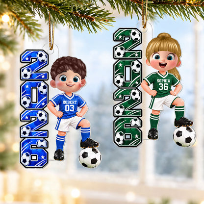 2026 Soccer Star Boy Girl - Personalized Acrylic Ornament - Christmas Gift For Soccer Players, Grandkids