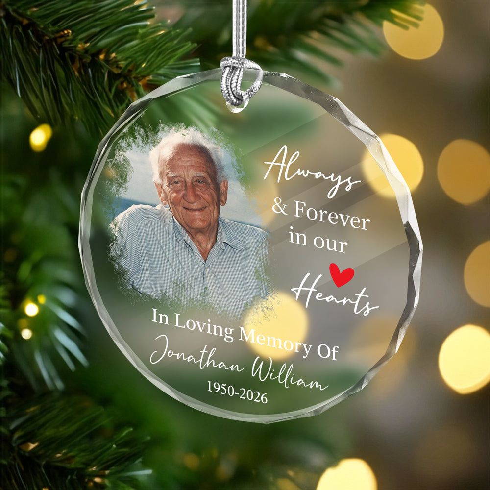 Custom Photo In Loving Memory Keepsake Memorial Glass Ornament HO82 903900