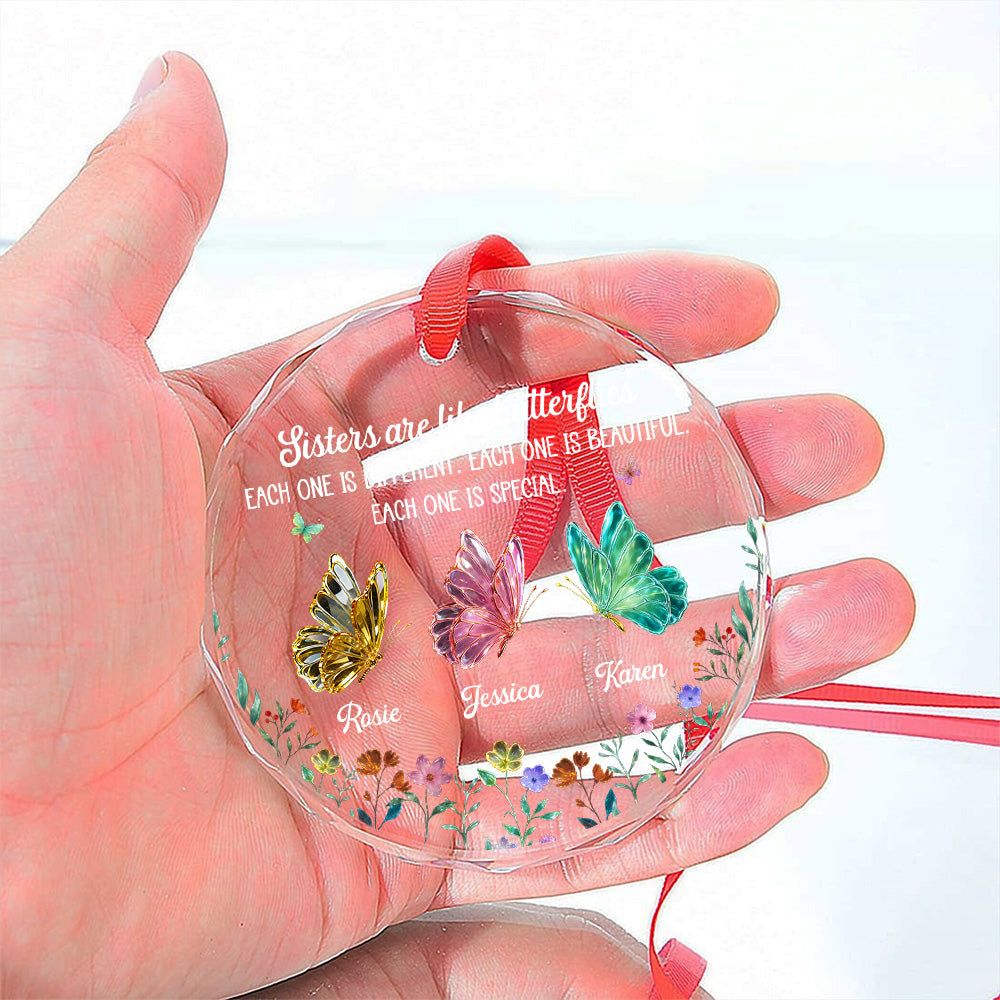 Custom Sister Christmas Ornament •  Festive Sister Love - Personalized Glass Ornament