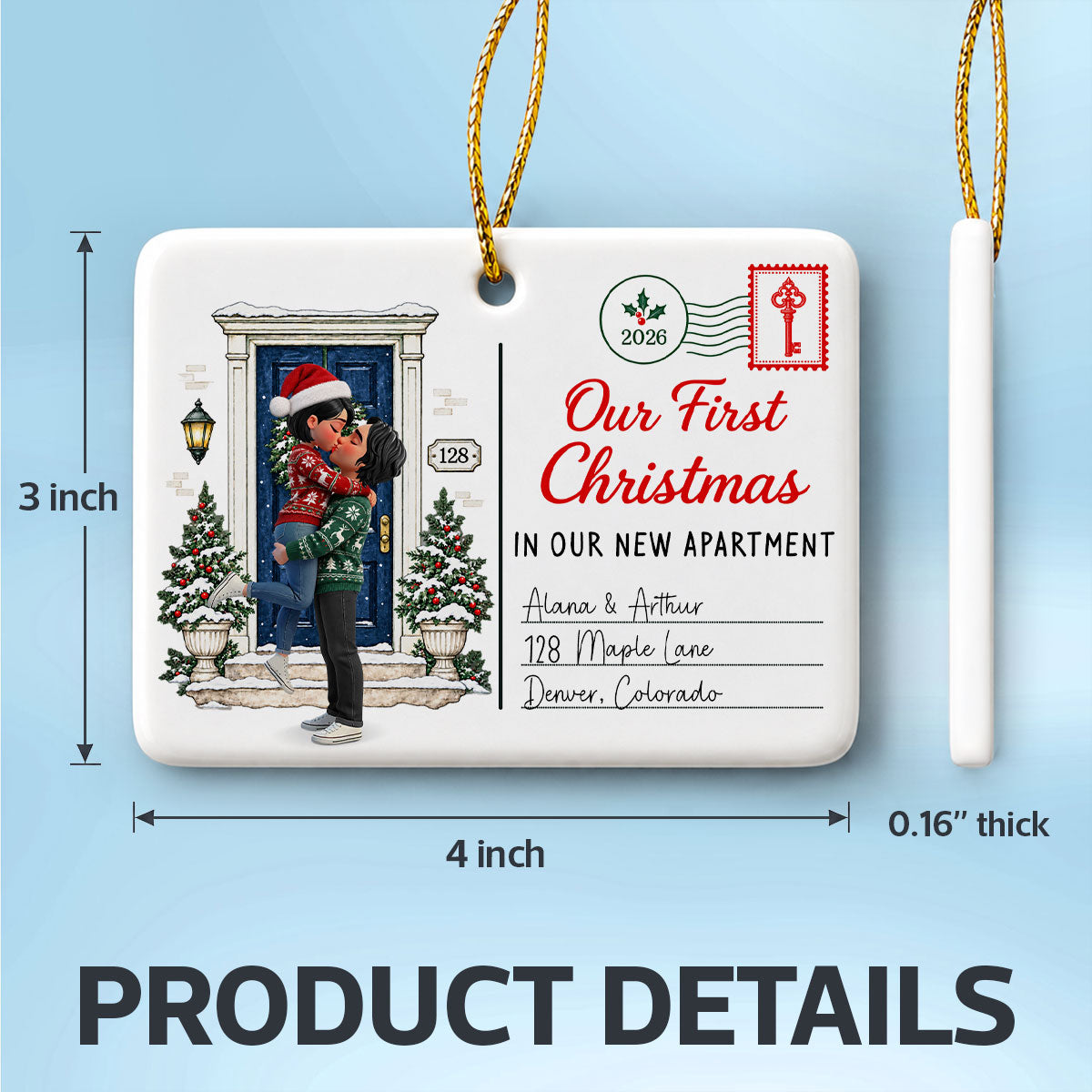 Couple First Christmas In New Home - Personalized Ceramic Ornament – New Home Keepsake, Housewarming Gift for Couple