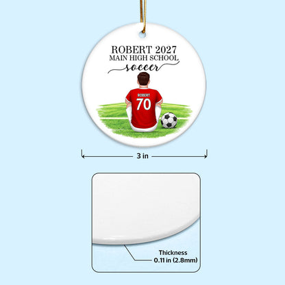 Senior Soccer Player - Personalized Ceramic Ornament – Custom Name, Number & High School Gift