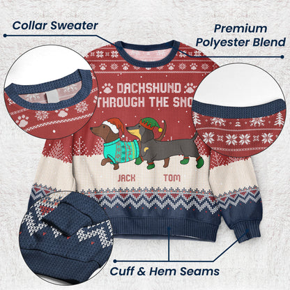 Dachshund Through The Snow - Personalized Ugly Sweater