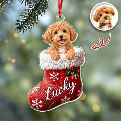 Personalized Pet Face Christmas Stocking Acrylic Ornament