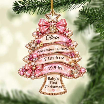Custom Baby First Christmas Ornament for New Parents •  Tiny Christmas Miracle - Personalized Acrylic Ornament