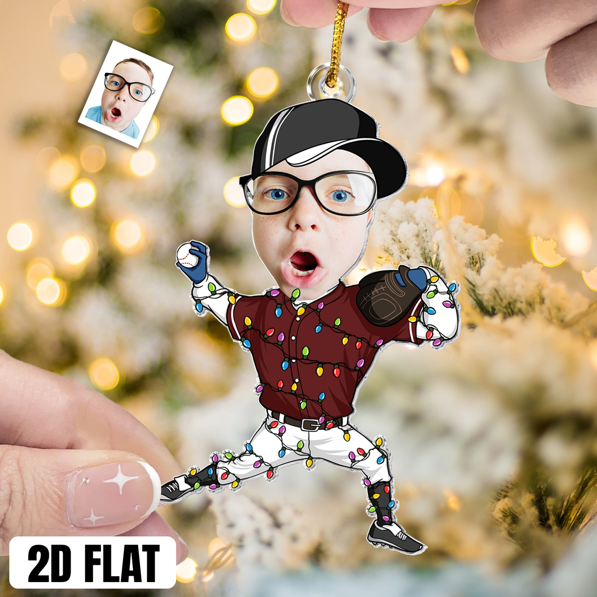 Personalized 2D Flat Baseball Ornament, Custom Player Photo Acrylic Ornament