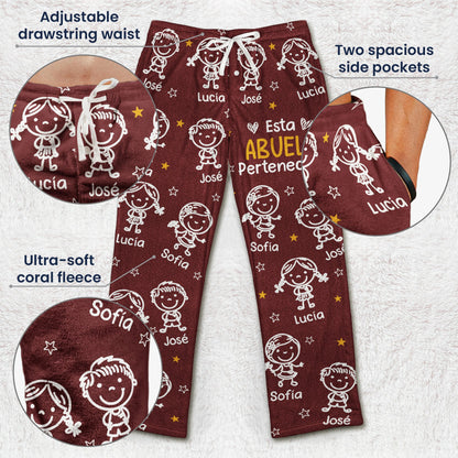 Este Abuelo Esta Abuela Pertenece A Con Dibujos Estilo Doodle - Personalizadas Pantalones De Pijama De Felpa
