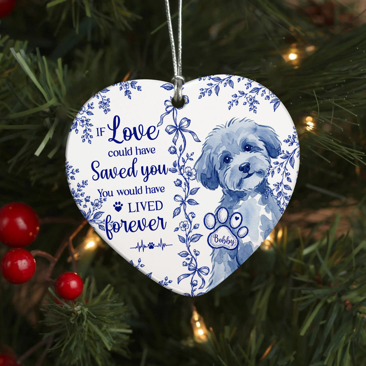 Custom Photo Dog Cat Memorial Heart Shaped Ceramic Ornament HA75 919454